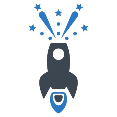 Uzay roketi Boom düz vektör simgesi