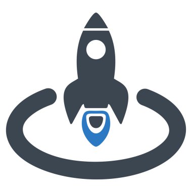 Uzay Roket fırlatma alanı düz vektör simgesi