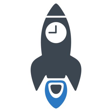 Uzay roket zaman düz vektör simgesi