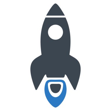 Uzay roketi düz vektör simgesi