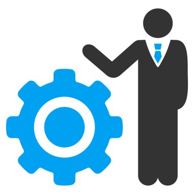 Mühendis ve vites düz vektör simgesi