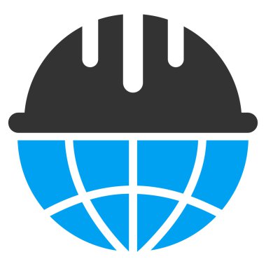 Küresel güvenlik kask düz vektör simgesi