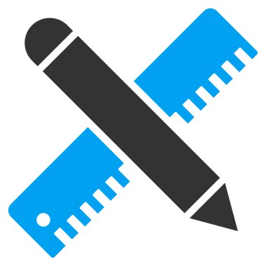 Ruler And Pencil Design Configuration Flat Vector Icon