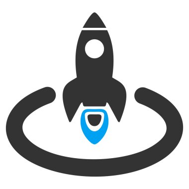 Uzay Roket fırlatma alanı düz vektör simgesi