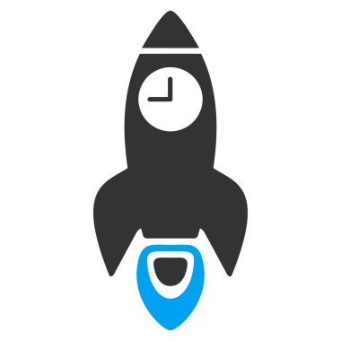 Uzay roket zaman düz vektör simgesi