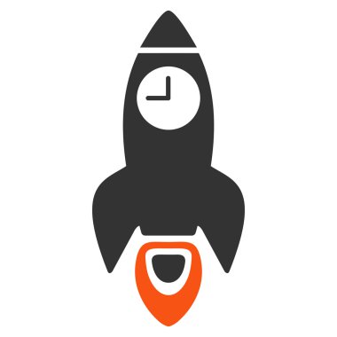 Uzay roket zaman düz vektör simgesi