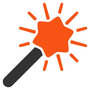 Sihirbazı değnek düz vektör simgesi