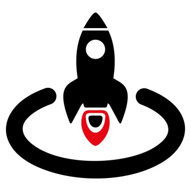 Uzay Roket fırlatma alanı düz vektör simgesi