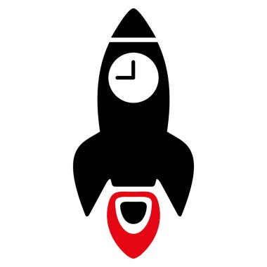 Uzay roket zaman düz vektör simgesi