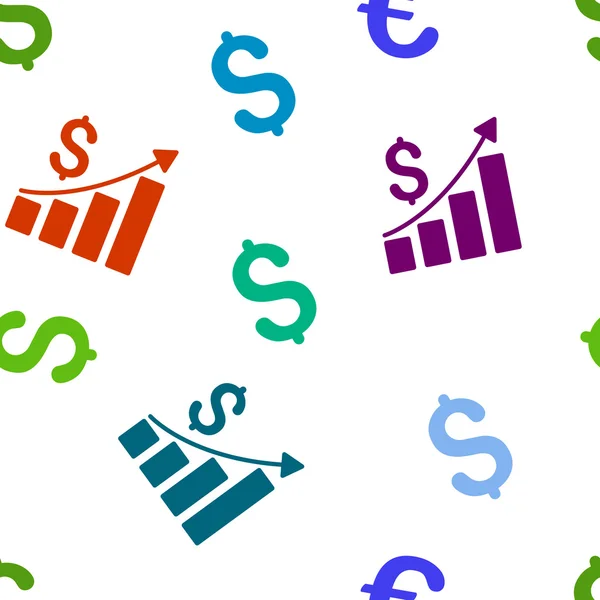 Gráfico de barras financeiras Plano Vector padrão sem costura —  Vetores de Stock