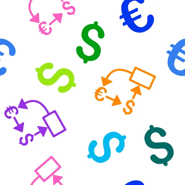 Euró dollár folyamatábrát lapos karakterjel Seamless Pattern — Stock Fotó