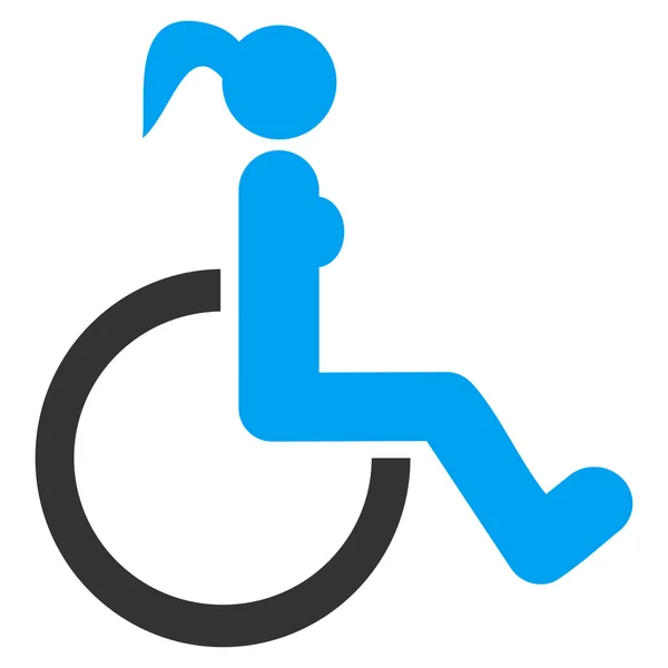 残疾的妇女平矢量图标 — 图库矢量图片
