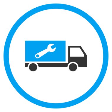 Hizmet araba düz yuvarlak vektör simgesi