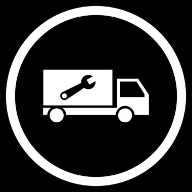 Hizmet araba düz yuvarlak vektör simgesi