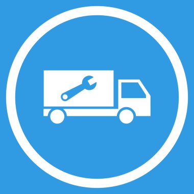 Hizmet araba düz yuvarlak vektör simgesi