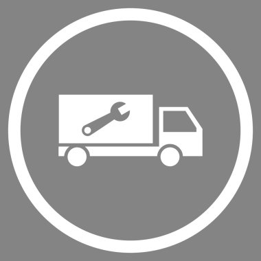 Hizmet araba düz yuvarlak vektör simgesi