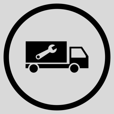 Hizmet araba düz yuvarlak vektör simgesi