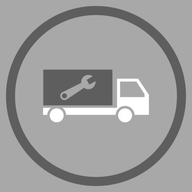 Hizmet araba düz yuvarlak vektör simgesi