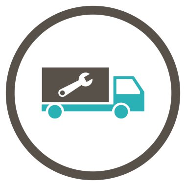 Hizmet araba düz yuvarlak vektör simgesi