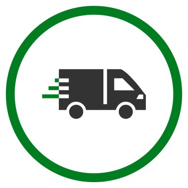 Hizmet araba düz yuvarlak vektör simgesi