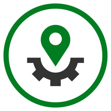 Hizmet harita işaretleyici düz yuvarlak vektör simgesi