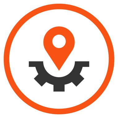 Hizmet harita işaretleyici düz yuvarlak vektör simgesi