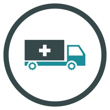 Hizmet araba düz yuvarlak vektör simgesi