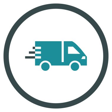 Hizmet araba düz yuvarlak vektör simgesi