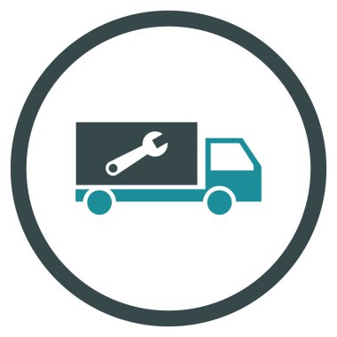 Hizmet araba düz yuvarlak vektör simgesi