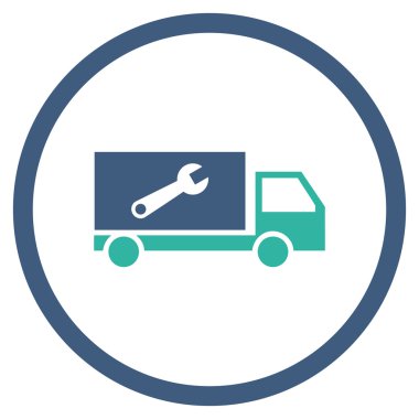 Hizmet araba düz yuvarlak vektör simgesi