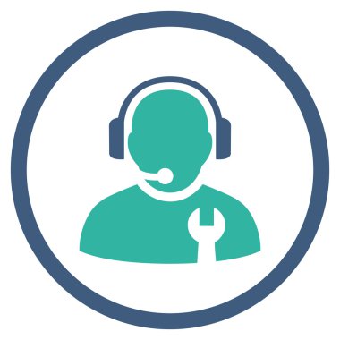 Hizmet operatör düz yuvarlak vektör simgesi