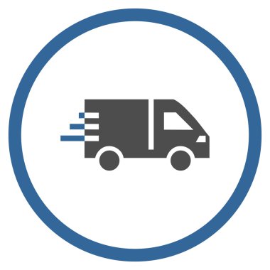 Hizmet araba düz yuvarlak vektör simgesi