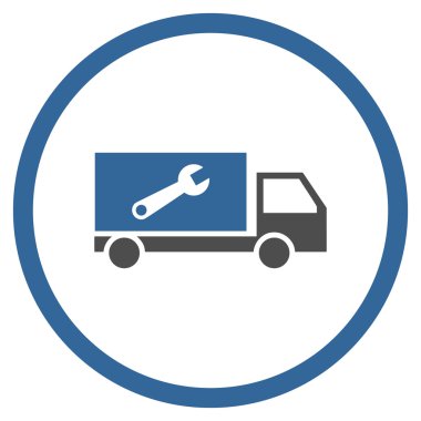 Hizmet araba düz yuvarlak vektör simgesi