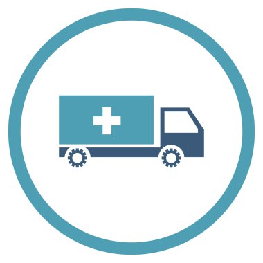 Hizmet araba düz yuvarlak vektör simgesi