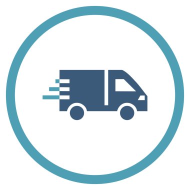 Hizmet araba düz yuvarlak vektör simgesi