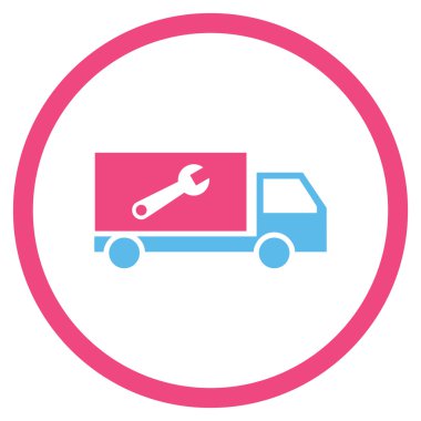 Hizmet araba düz yuvarlak vektör simgesi