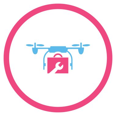 Hizmet uçağı düz yuvarlak vektör simgesi