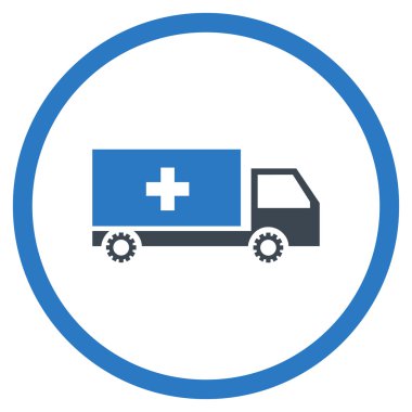 Hizmet araba düz yuvarlak vektör simgesi