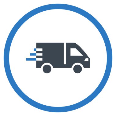 Hizmet araba düz yuvarlak vektör simgesi