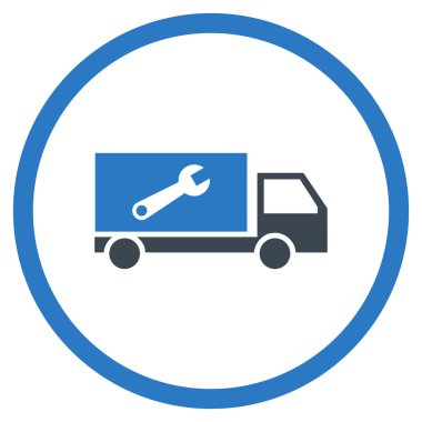 Hizmet araba düz yuvarlak vektör simgesi