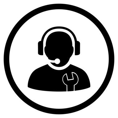 Hizmet operatör düz yuvarlak vektör simgesi