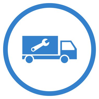 Hizmet araba düz yuvarlak vektör simgesi