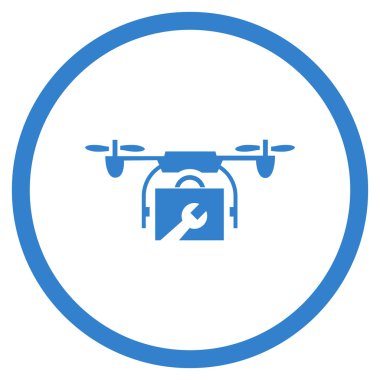 Hizmet uçağı düz yuvarlak vektör simgesi