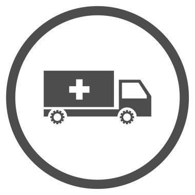 Hizmet araba düz yuvarlak vektör simgesi