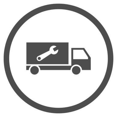 Hizmet araba düz yuvarlak vektör simgesi