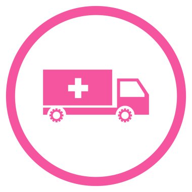 Hizmet araba düz yuvarlak vektör simgesi