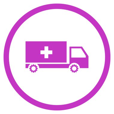 Hizmet araba düz yuvarlak vektör simgesi