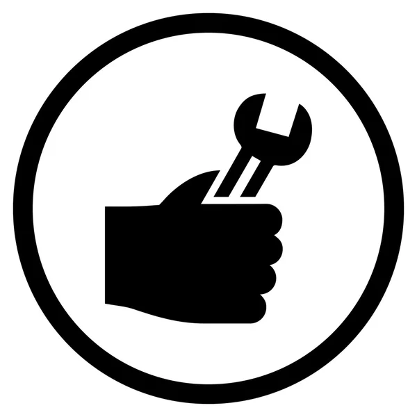 Service Hand plat afgeronde Vector Icon — Stockvector