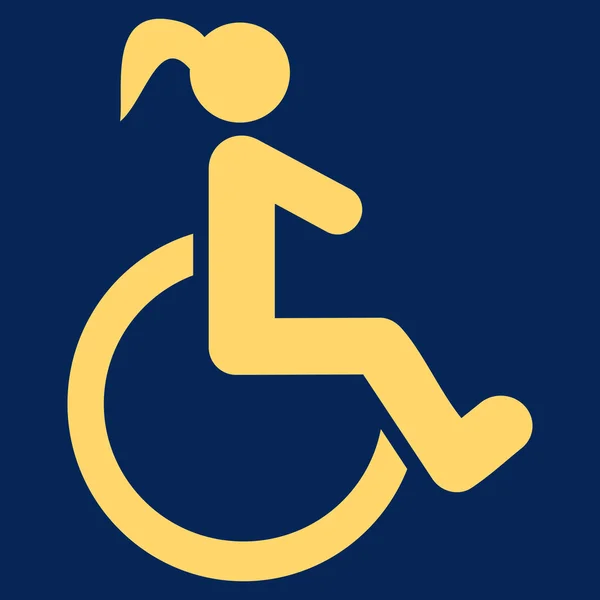 장애인된 여성 플랫 문자 모양 아이콘 — 스톡 사진