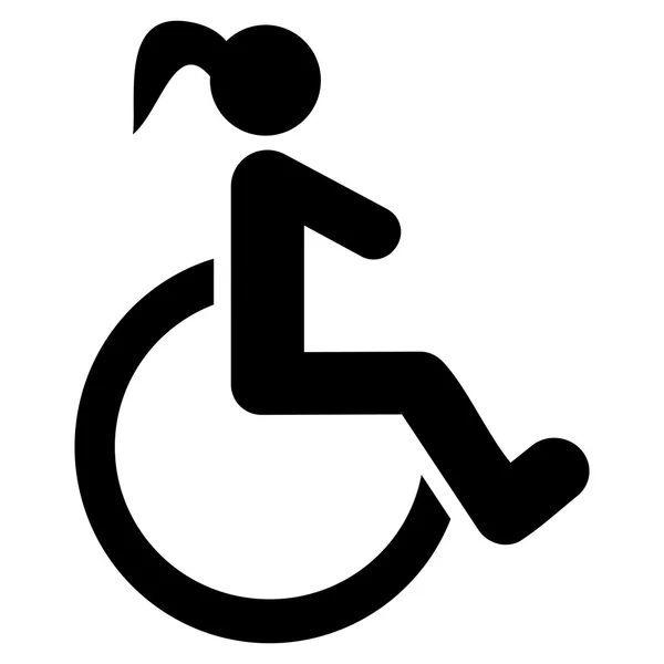 Disabled Woman Flat Glyph Icon — Stock Photo, Image